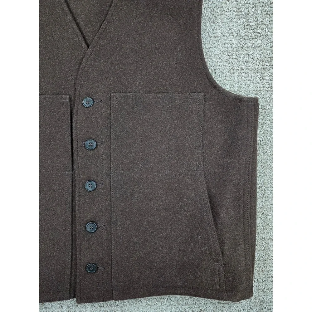 Vintage‎ Filson Mackinaw Wool Vest Mens Brown Button Hunting Fishing Outdoor XL